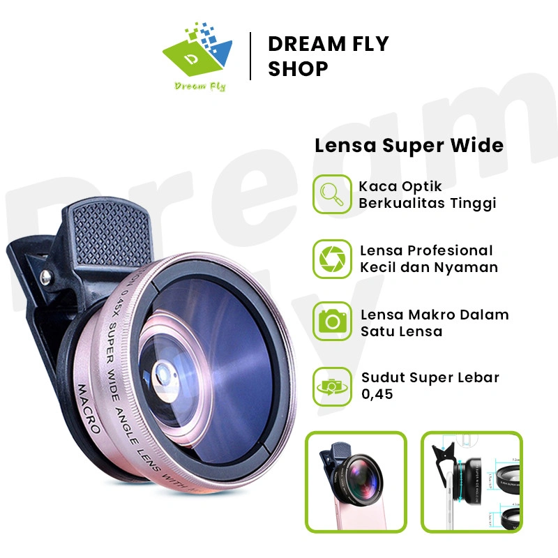 Lensa Ponsel 2-in-1 Super Wide Angle & Macro, Aksesoris Kamera HP dengan Pembesar 12.5X dan Klip
