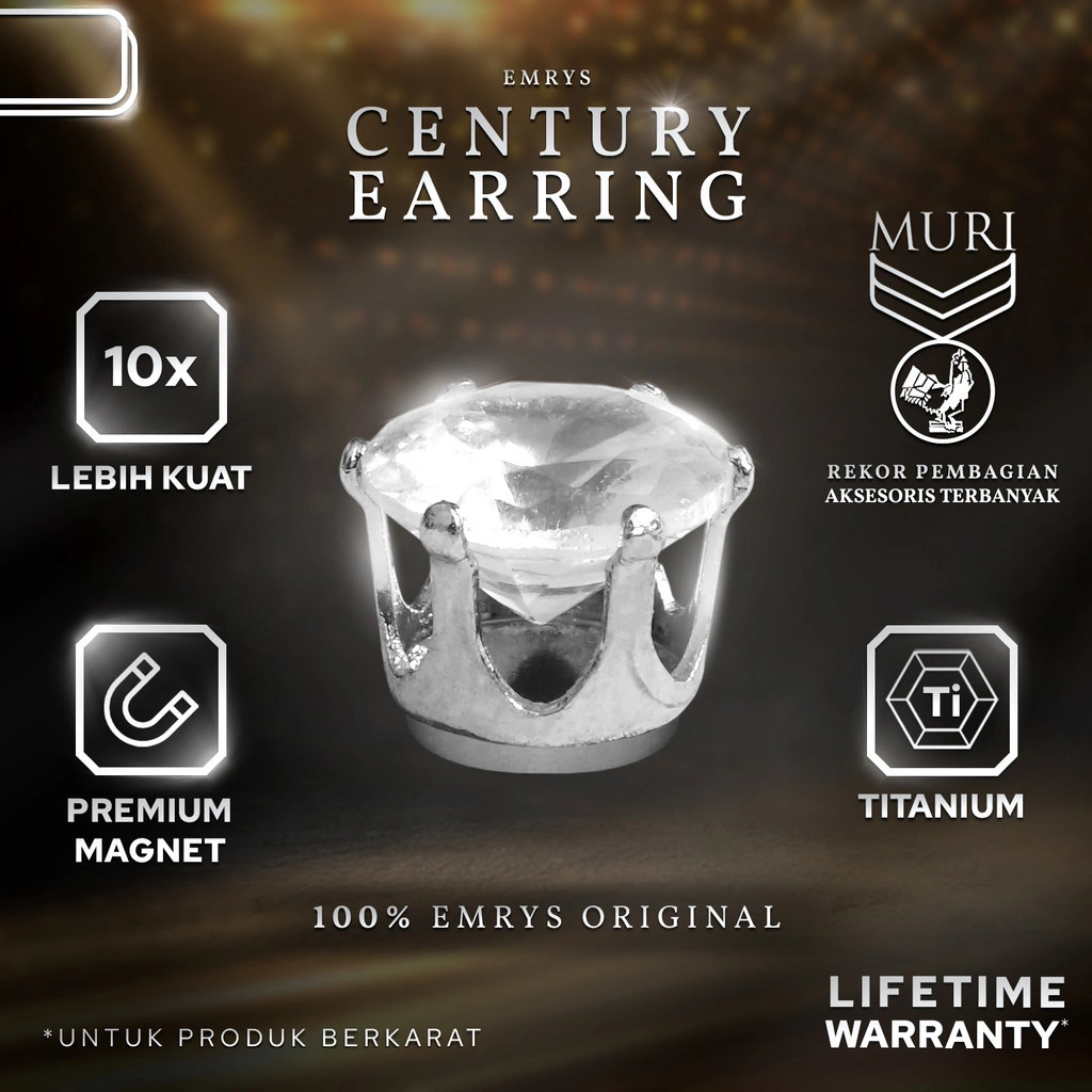 BUY 1 FREE 1 GIFT Emrys CENTURY Anting Magnet TITANIUM Anti Karat Pria dan Wanita