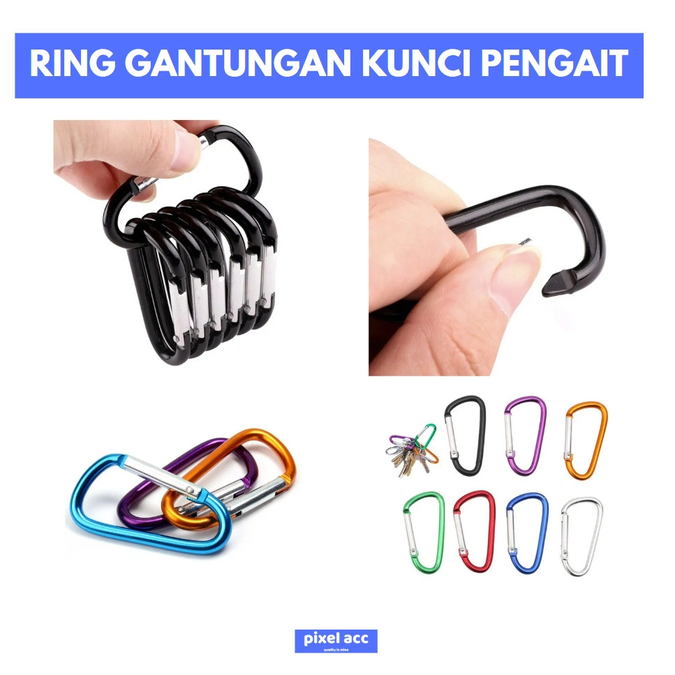 Carabiner Gantungan Kunci Warna Warni Aluminium Alloy 5D Shape Gantungan Karabiner Snaphook Kunci Hydrochrome Carabiner Gantungan Kunci Warna Warni Aluminium Alloy 5D Shape Gantungan Karabiner Snaphook Kunci Hydrochrome
