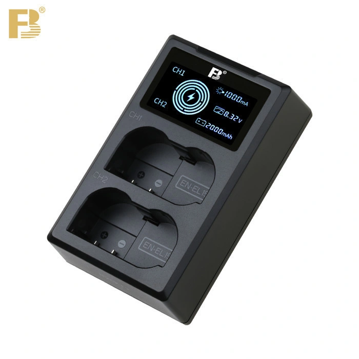 FB EN EL15 LCD Dual Charger for Nikon D7000, D7100, D800, D800E, D600, D610, D810, D7200, V1