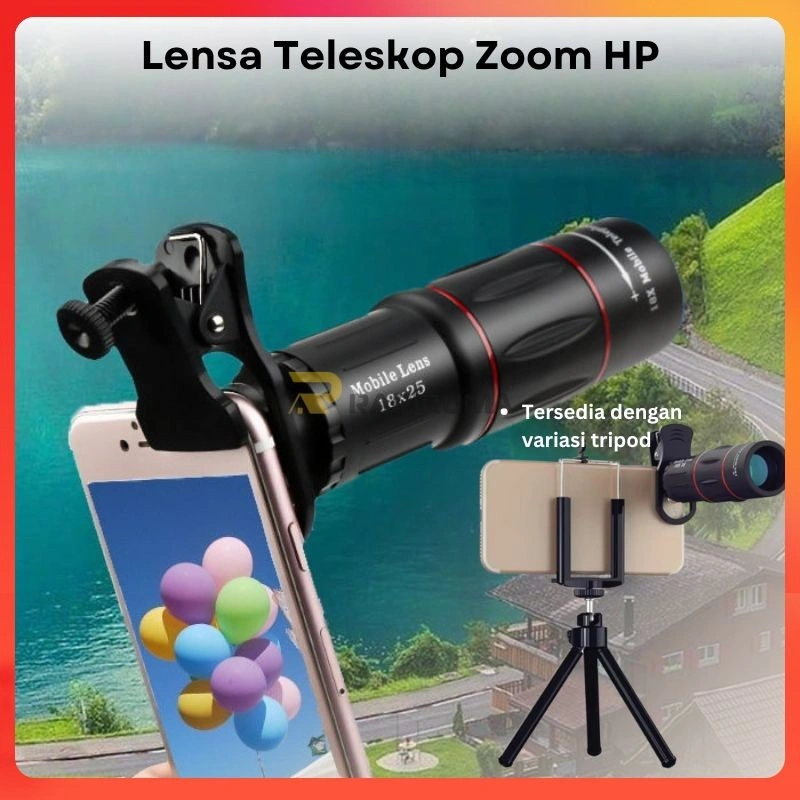 Lensa Teleskop Zoom HP 18x 28x 36x  Premium Berkualitas / Telescope Lensa Zoom Optik Dengan Tripod