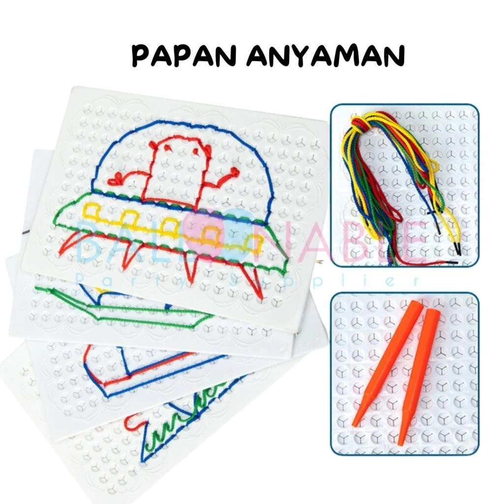 Mainan Papan Anyaman / Menganyam / Mainan Montessori Melatih Tangan dan Fokus
