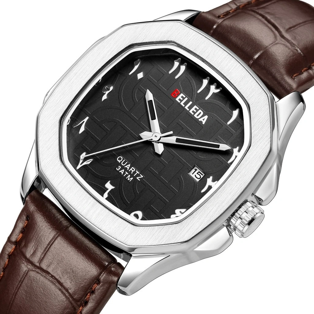 Jam Tangan Pria Wanita Belleda 9484-2 Analog Strap Leather Arbick Number Anti Air Fashion Watch