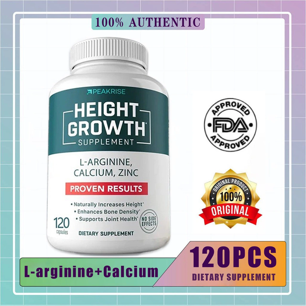 L-Arginine, Calcium & Zinc Capsules Height growth supplement Increase Bone Development & Increase Height improves bone density, supports joint health, strengthens bones 120pcs Kapsul L-Arginine Kalsium&Seng Meningkatkan Tinggi Badan dan Pertumbuhan Tulang