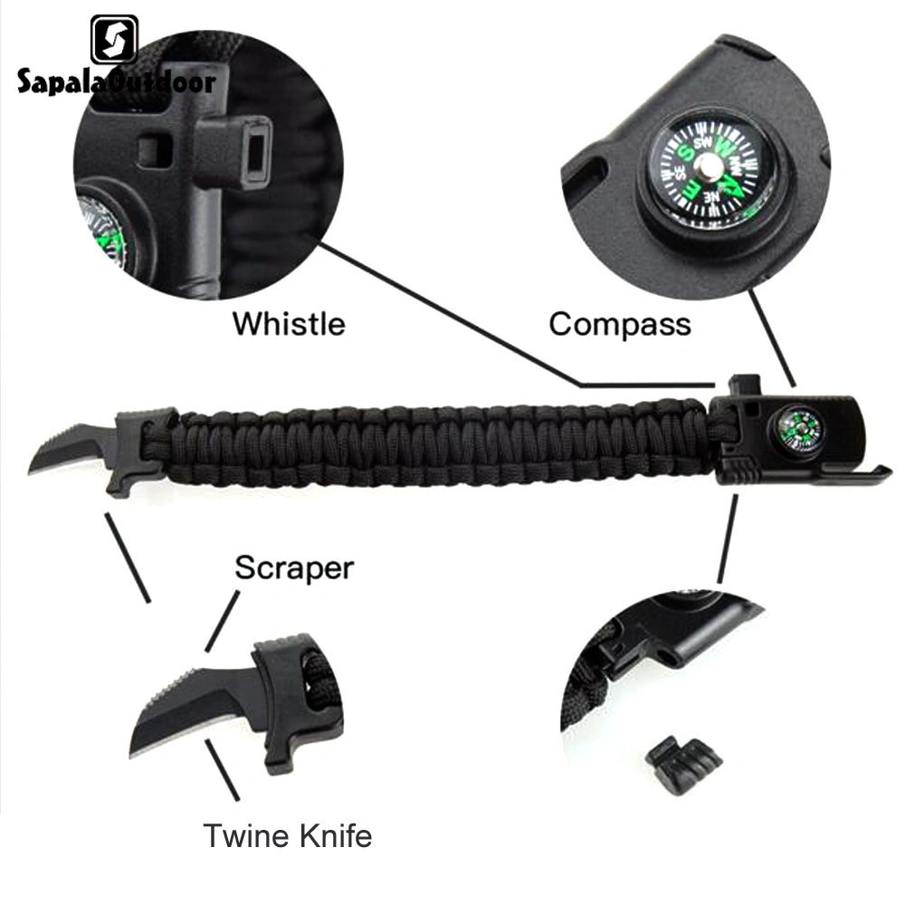 Gelang Kompas Peluit Pisau Survival EDC Parachute Bracelet