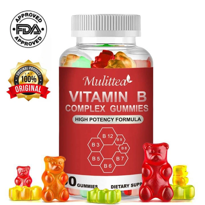 Mulittea Vitamin B Complex Vegan Gummies with Vitamin B12, Biotin , B6, Niacin, B5, B6, B8, B9 for Energy Boost,Supports Better Moods and Immune System Nervous System Health For Kids and Adults 60pcs Mendukung Kesehatan Sistem Saraf Sistem Kekebalan Tubuh