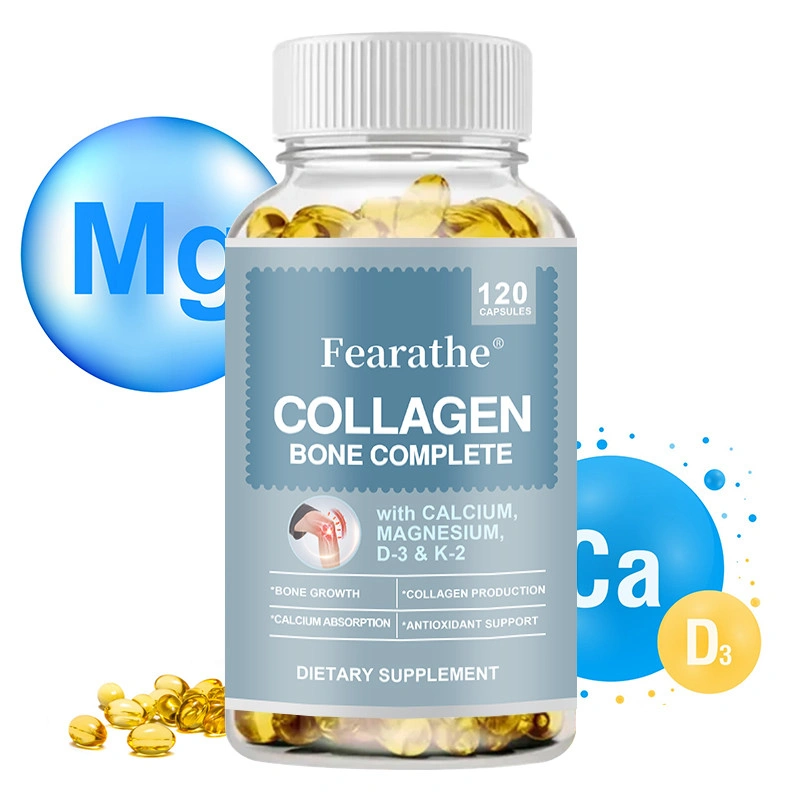 Suplemen Kapsul Kolagen Tulang Lengkap, mengandung kalsium dan magnesium nabati untuk meningkatkan pertumbuhan tulang, meningkatkan produksi kolagen, meningkatkan penyerapan kalsium, antioksidan,