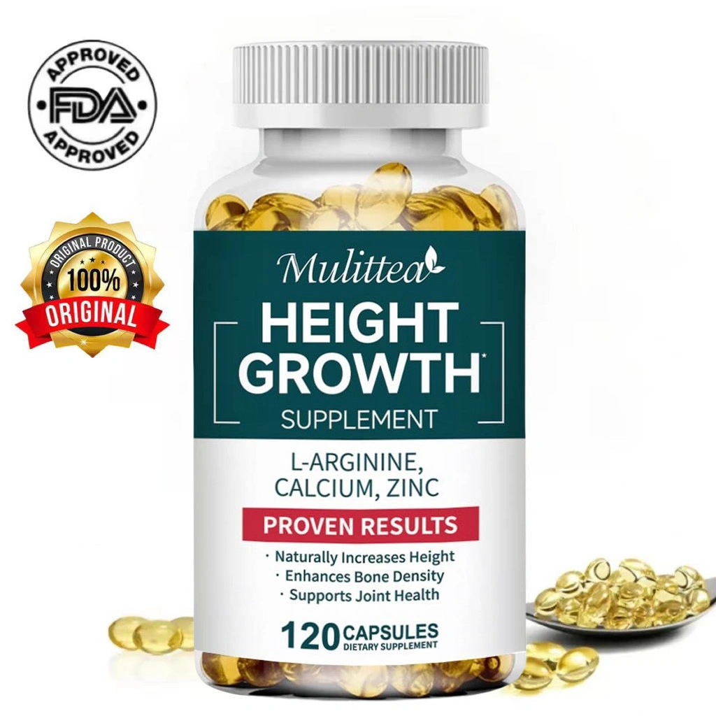 Mulittea L-Arginine, Calcium & Zinc Capsules Height growth supplement 120pcs, naturally increases height, improves bone density, supports joint health, strengthens bones | Kalsium & Seng Kapsul meningkatkan tinggi badan memperkuat kesehatan sendi tulang
