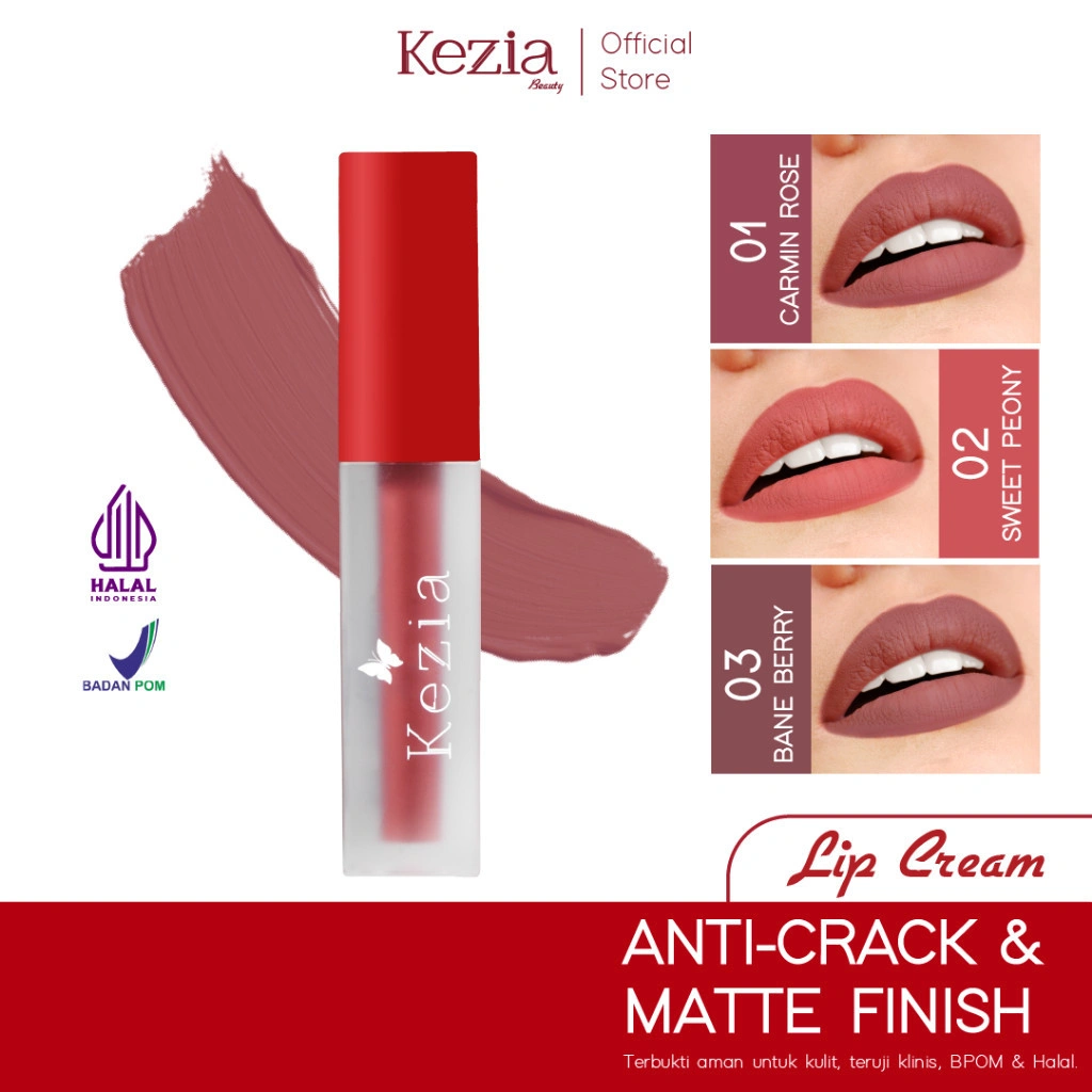 KEZIA Skincare Lipcream Lembut Tahan lama Tersedia Berbagai Warna Cantik 2.5gr