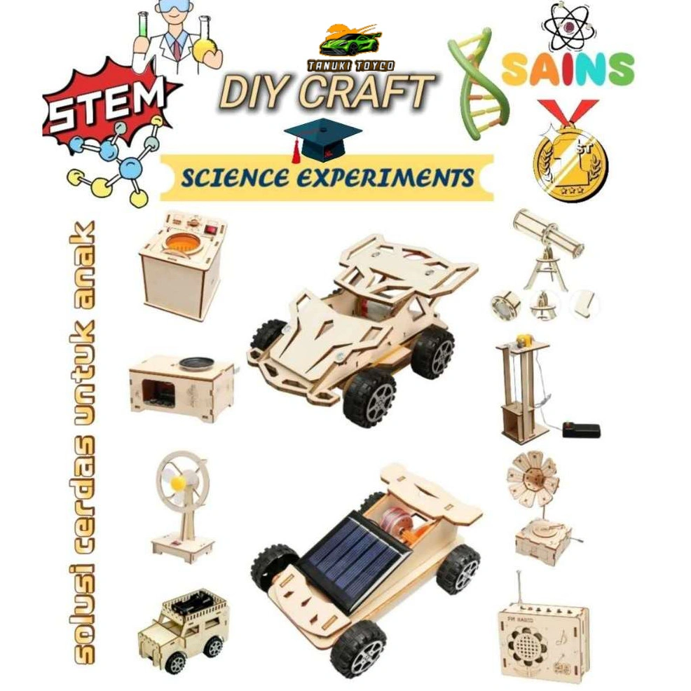 Mainan Edukasi Sains Interaktif DIY Craft Kayu Sensorik Kreatifitas Belajar Kerajinan Anak Cerdas