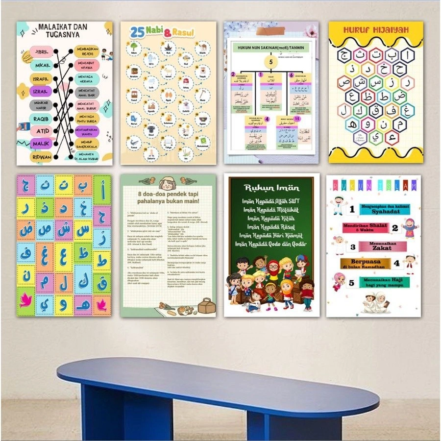 Hiasan dinding islami surat hafalan wall dekor dekorasi hiasan gantung shabbychic poster gambar anak kamar anak bedroom