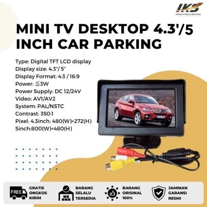 Mini Monitor TV Desktop 4.3 / 5 inch Car Parking Display TFT LCD Color Rearview Monitor for DVD, GPS