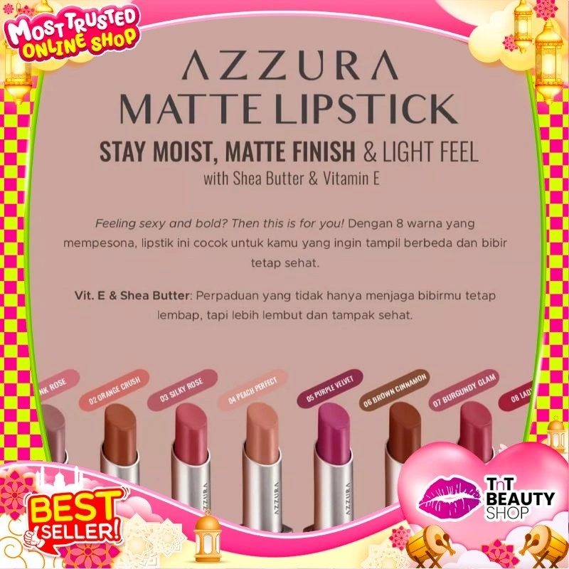 Azzura Matte Lip Series | Lip Cream | Longlasting Lipstick | Matte Lipstick | TnT Beauty Shop