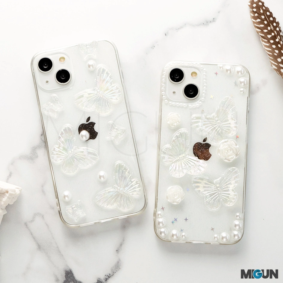 Butterfly Pearl Case Silicone Transparent Case