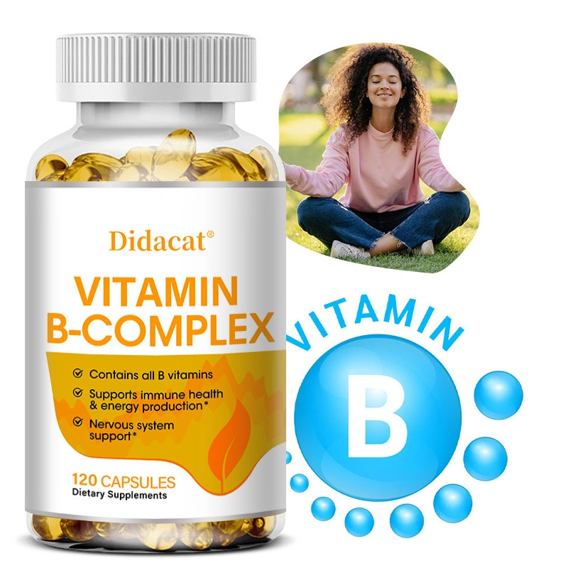 Vitamin B Complex Capsule (B12, B1, B2, B3, B5, B6, B7, B9, Folic Acid & Biotin) 120pcs Reduce Stress & Supports Better Moods ,Assists Nervous System Health & Energy Mengurangi Stres, Membantu Kesehatan Sistem Saraf