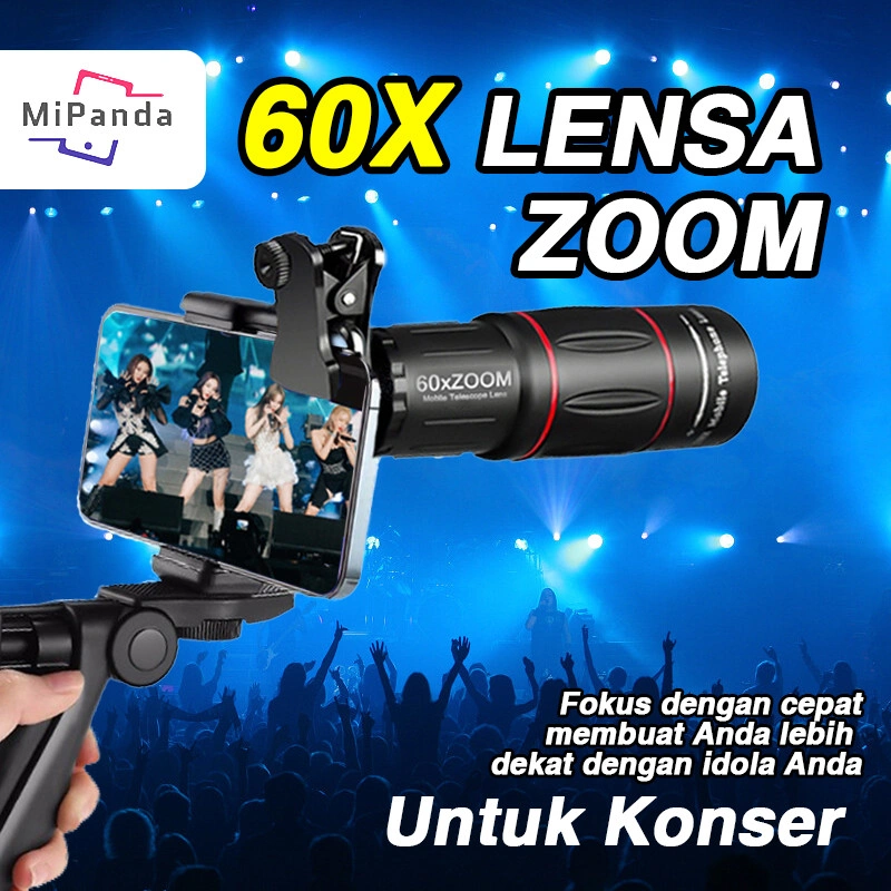 Mipanda Lensa Tele Zoom HP 60X 4K HD Universal Lensa Kamera Smartphone Panorama