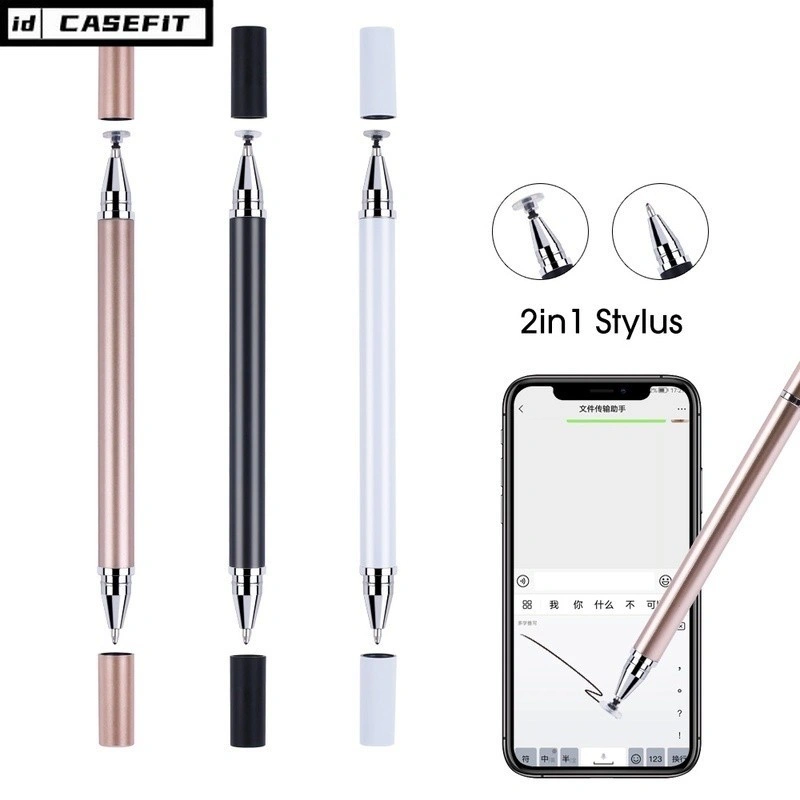 CASEFiT  Capacitive Stylus Pen 2in1 Pena Pulpen untuk HP Touch Screen Android ipad Smartphone 2 in 1 Ballpoint