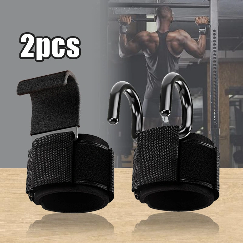 【New Arrivals】2pcs Gym Hook Grip Strap / Wrist Support untuk Weight Lifting Pull Up Training