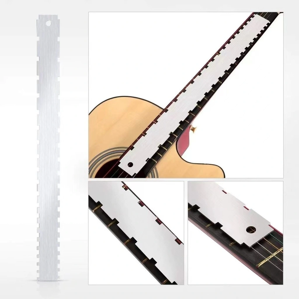 Set 3 potong Guitar Neck Notched Straight Edge Tool with String Action Ruler Gauge Stainless Fret Ruler Untuk Gitar