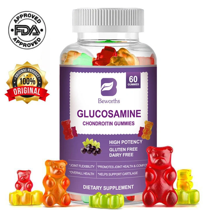 BEWORTHS Glucosamine Chondroitin Gummy- With Turmeric - Joint Support Supplement Antioxidant properties to relieve occasional discomfort in the back, knees and hands 60pcs Permen Jeli Glukosamin Kondroitin untuk Penopang Sendi Meringankan rasa sakit