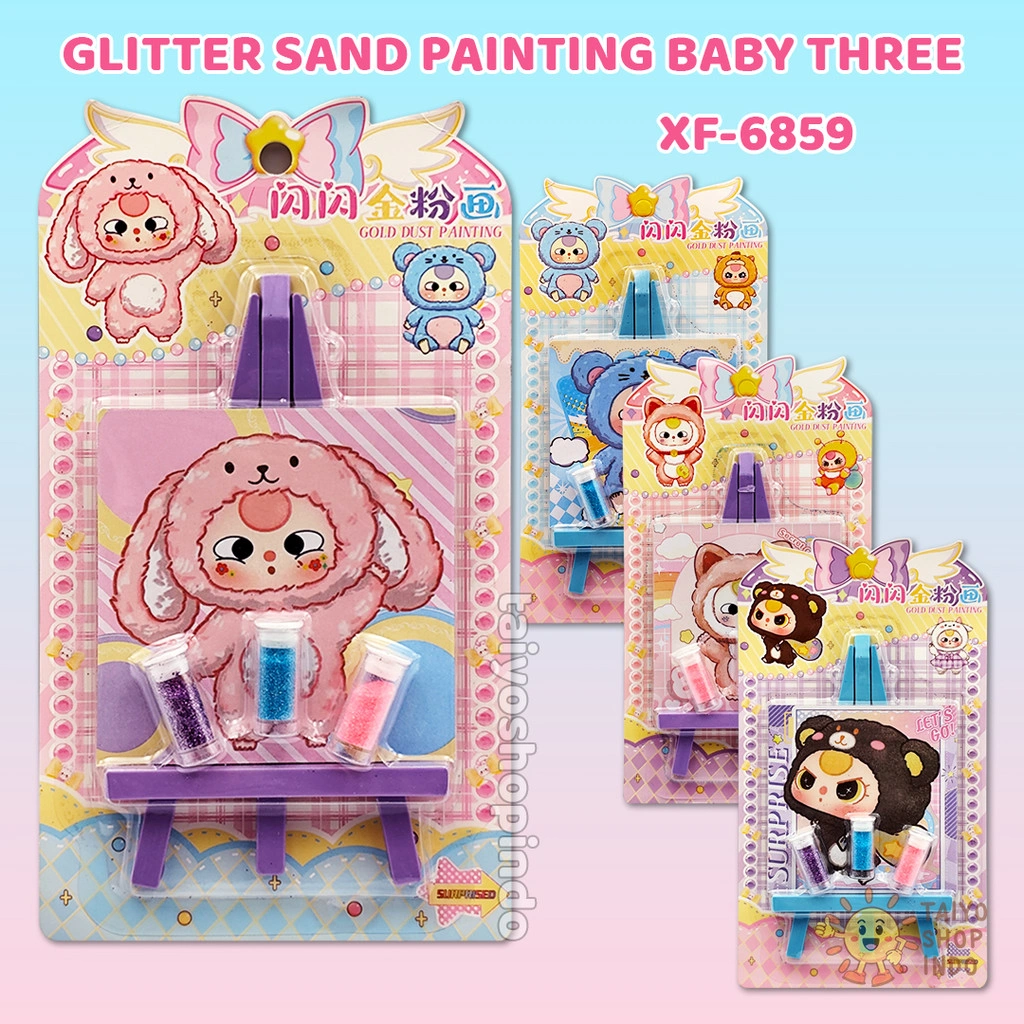 TAIYO Glitter Sand Painting Baby Three DIY Mewarnai Pasir Serbuk Nail Art Mainan Anak Seni Kerajinan