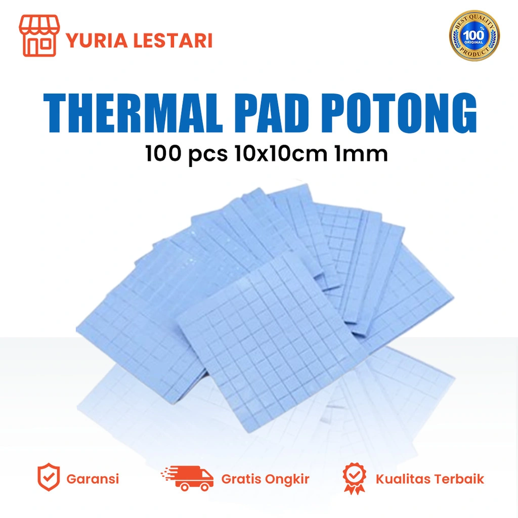 Thermal Pad POTONG Isi 100pcs Silicone Heatsink Compound 10cm x 10cm PC Laptop VGA tebal 1 mm
