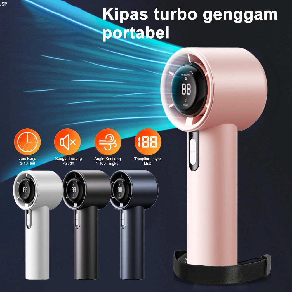 [SunnyDay] kipas angin Turbo Mini Strong Wind 100 Gear Wind Speed kipas Digital Display Adjustable kipas tangan untuk olahraga luar ruangan dan pendinginan cepat cool