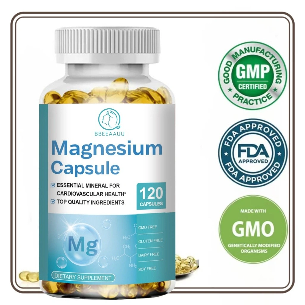 Magnesium (Glycinate ) Capsules 500mg Relieve Nerve Pressure and Muscle Contraction and Maintain Bone Health Boost Immune Function Diteary Supplement 120pcs