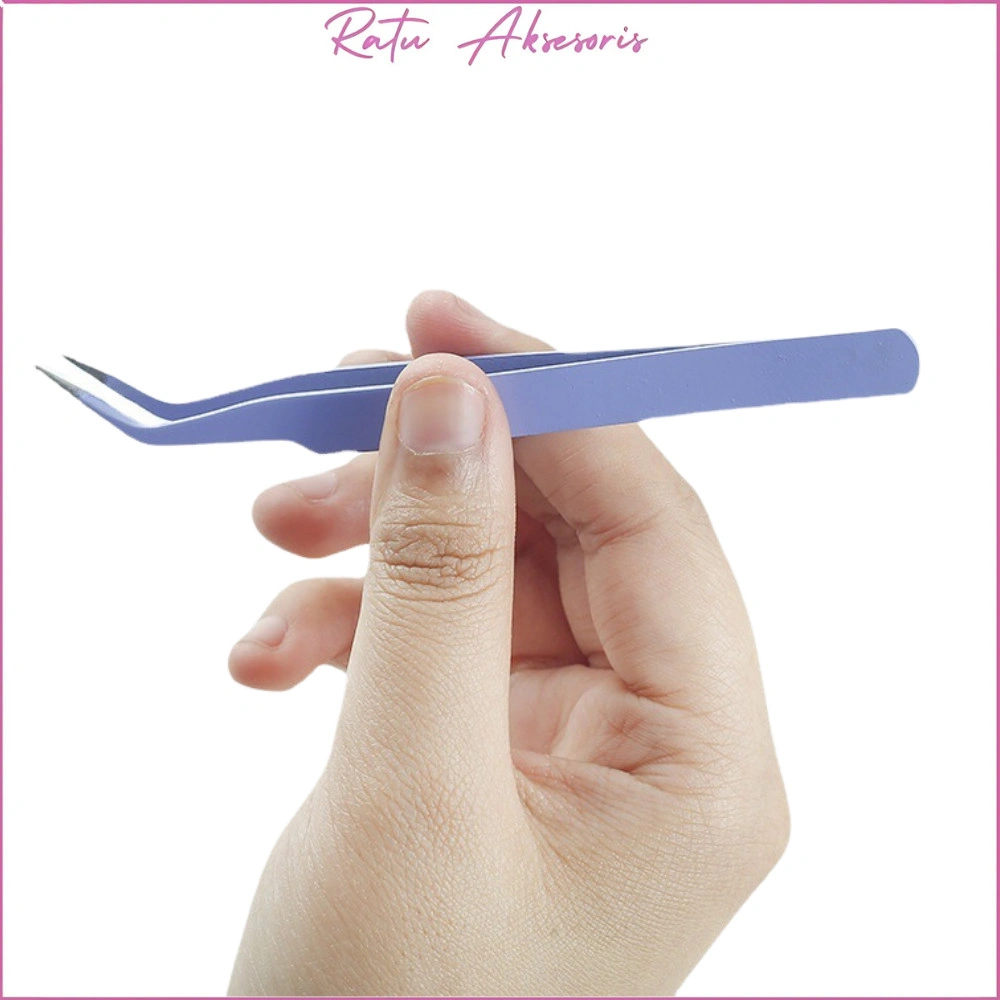 RA - PINSET EYELASH BULU MATA BENGKOK / TWEEZER LURUS / PENJEPIT EXTENSION STIKER PRAKTIS