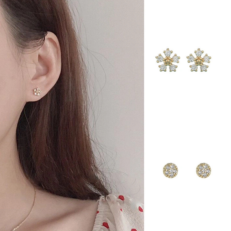 Sadyye  Baja Titanium S925  Anting Stud Kristal Berlian  Untuk Wanita