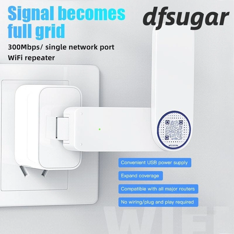 WiFi Socket Range Extender WiFi Repeater 300Mbps Penguat Sinyal Wifi USB -df