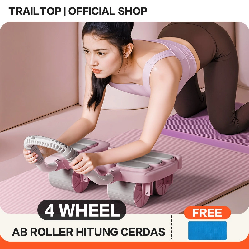TrailTop Ab Roller 4 Wheel Alat Latihan Otot Perut Olahraga Fitur Penghitung Cerdas