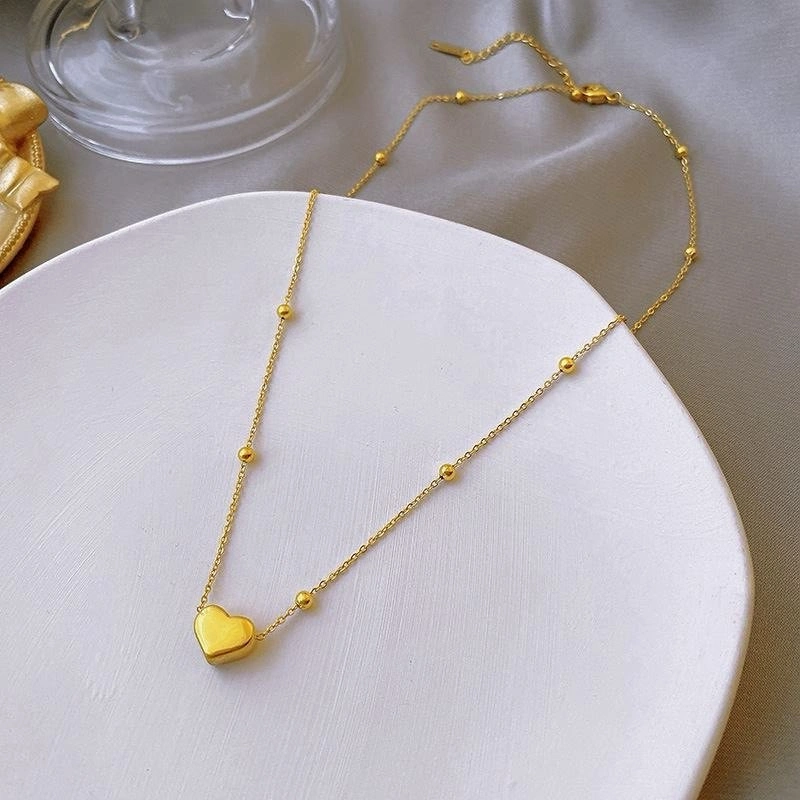 JOY K04 Kalung Gelang Wanita Set Love Heart Gold Minimalis Korean Looks