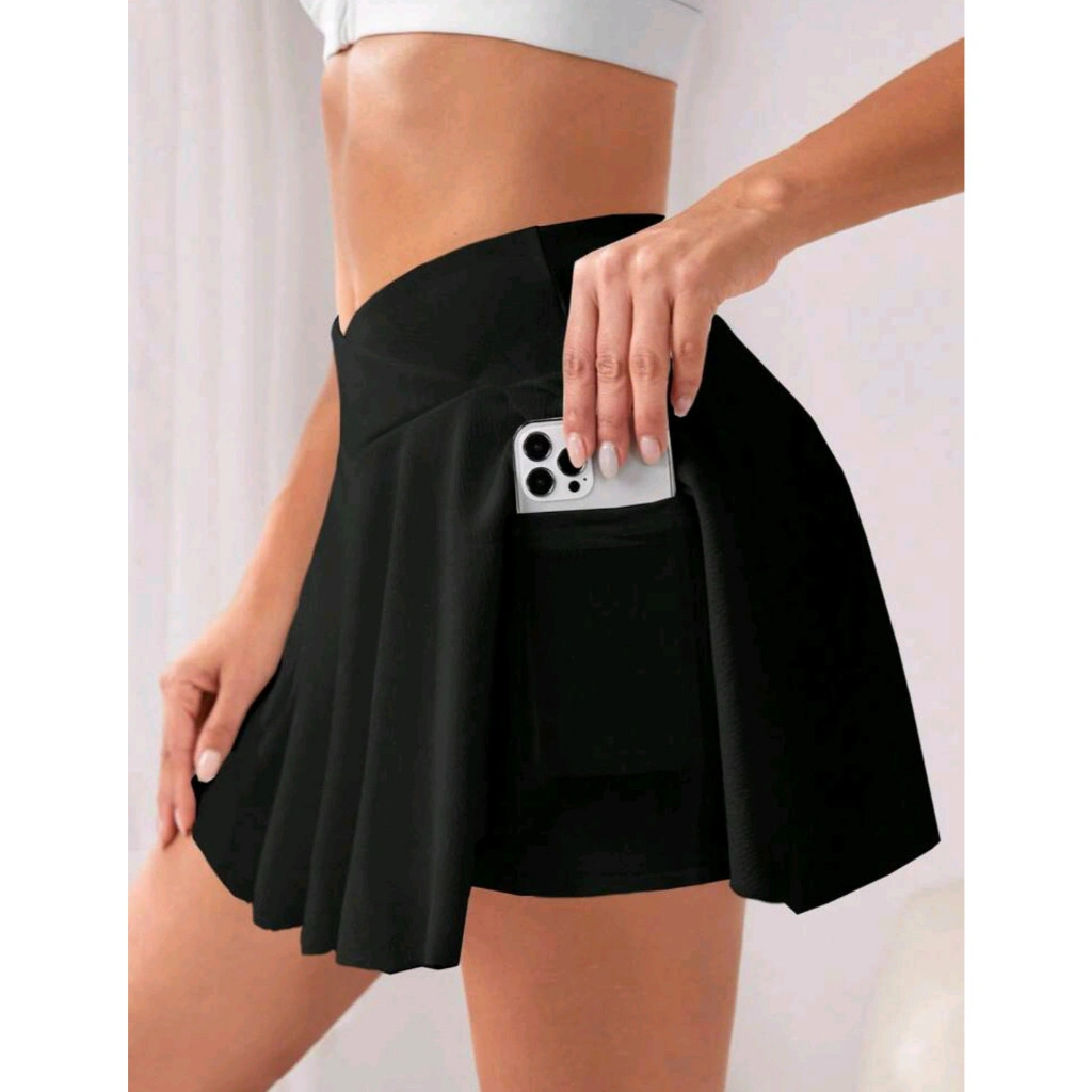SShine Sport Studio Solid High Waist Sports Skort With Phone Pockettennis Skirt