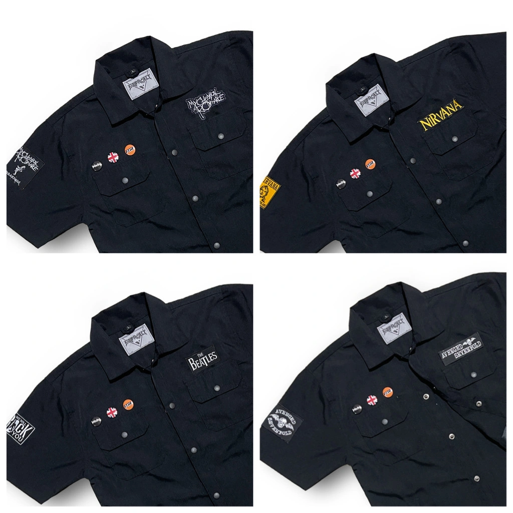 KEMEJA CASUAL avenged nirvana bmth the beatles mcr work shirt pria kemeja kerja keren dengan 6 pocket