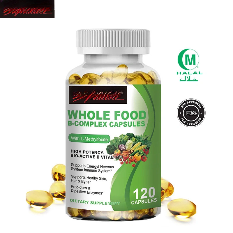 Vitamin B Complex Capsule VB1 B6 B12 Supports Better Moods, Nervous System Health & Energy Multivitamin Supplements Improve Immunity 120pcs Kapsul Vitamin B Kompleks Mendukung Suasana Hati yang Lebih Baik, Kesehatan & Energi Sistem Saraf