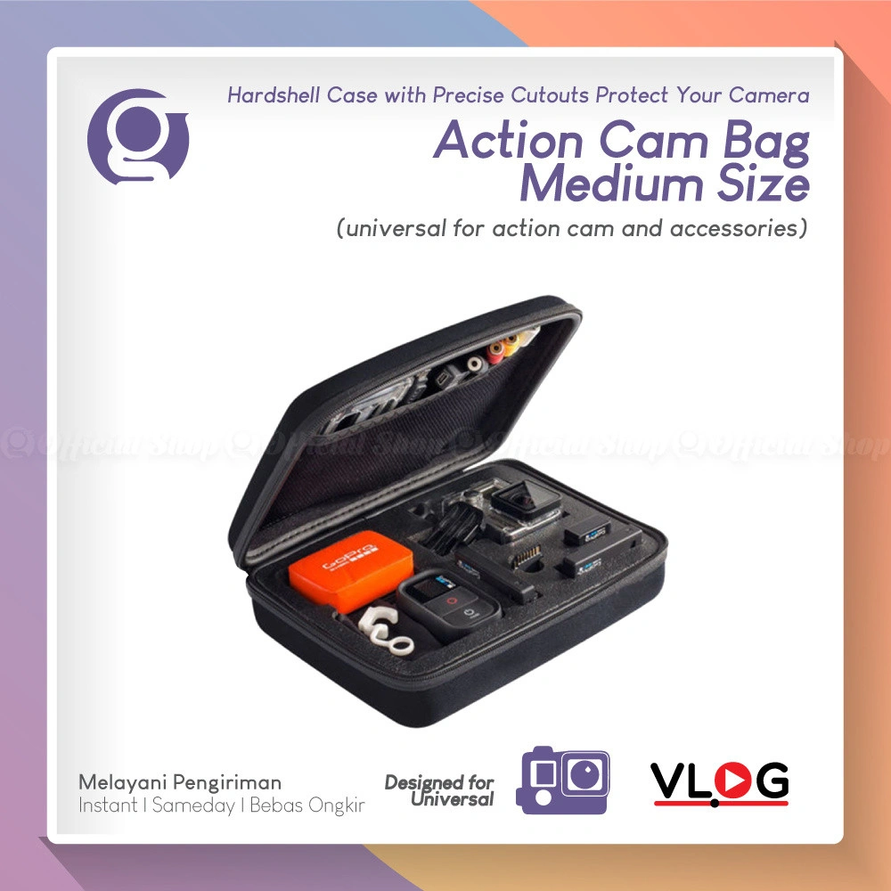 Bag Action Cam Medium Size Case Universal Tas Sedang Kamera Aksi untuk DJI Osmo 5 Pro/4/3, Insta360 ACE/PRO/1/2, GoPro, Akaso Camera dll