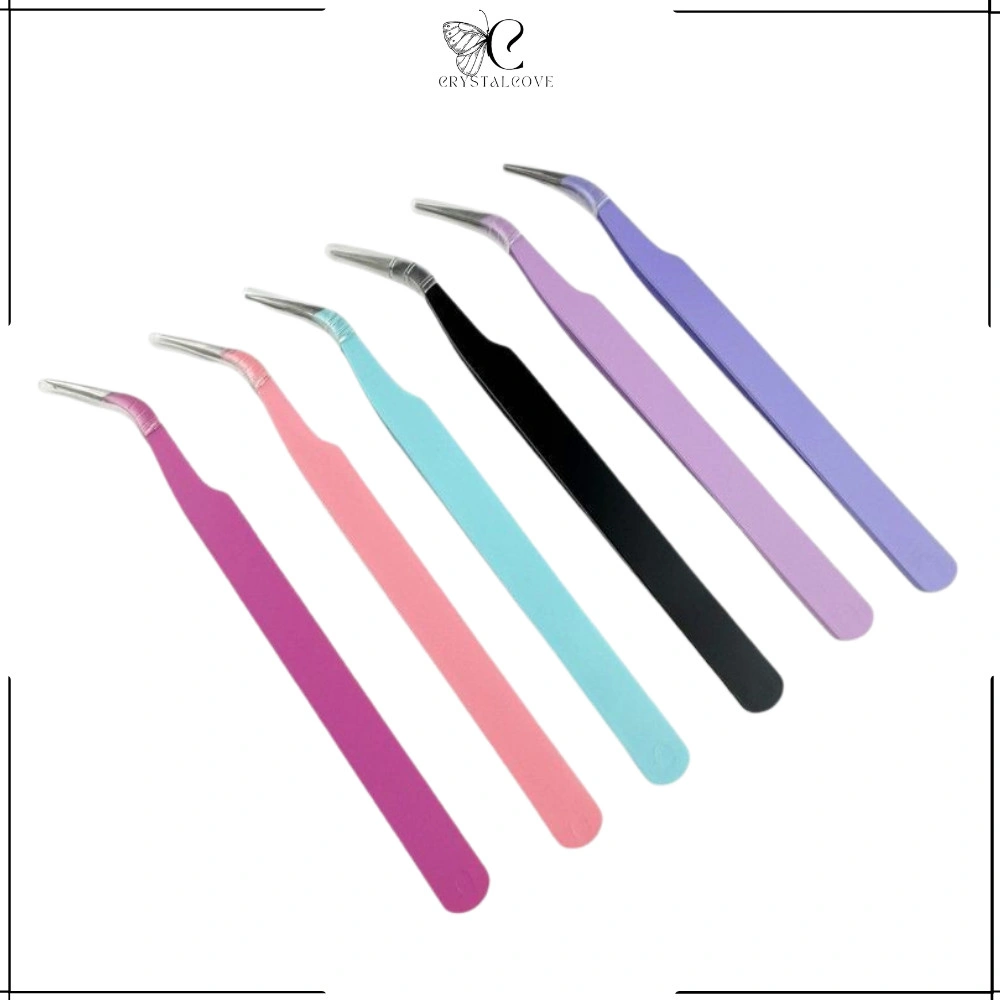 CC - PINSET EYELASH BULU MATA BENGKOK / TWEEZER LURUS / PENJEPIT EXTENSION STIKER
