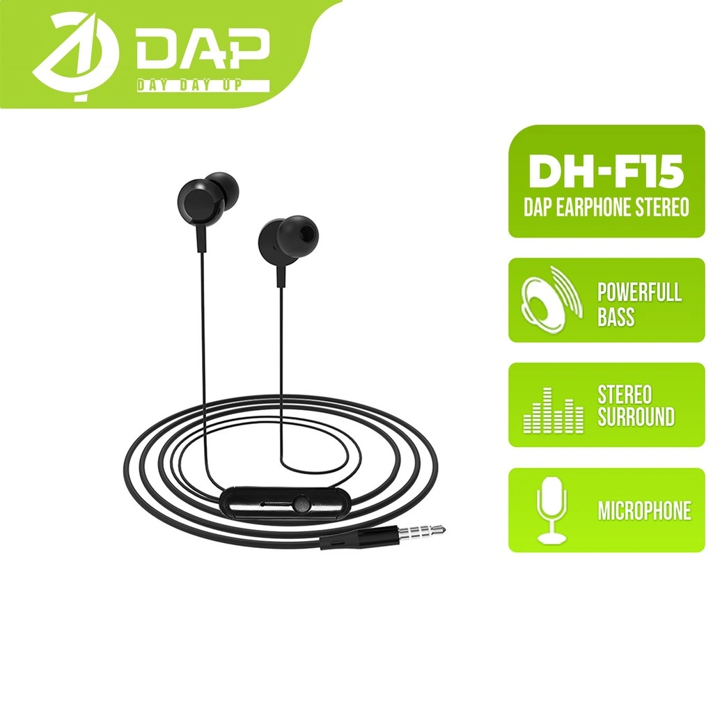 DAP DH-F15 Handsfree HD Stereo Compatible with all Jack 3.5mm Wired headphones - Garansi 1 Tahun