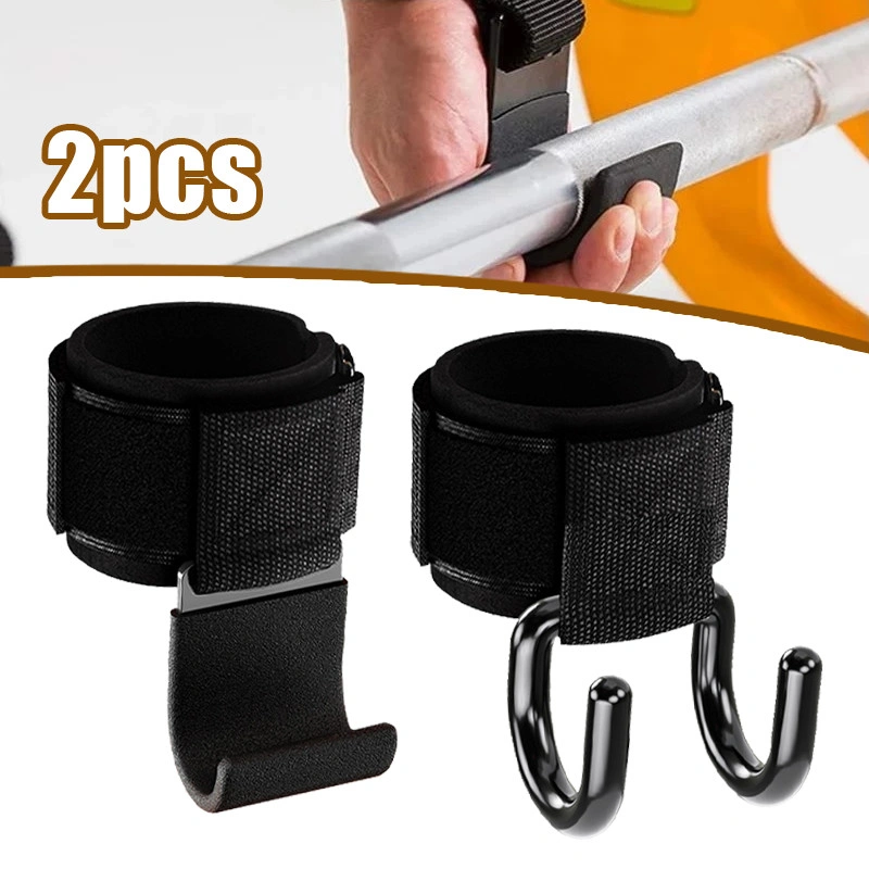 2pcs Premium Wrist Band Grip Hook Sarung Tangan Kebugaran dengan Alat Latihan Pull-up Negatif Angkat Besi Pegangan Kait