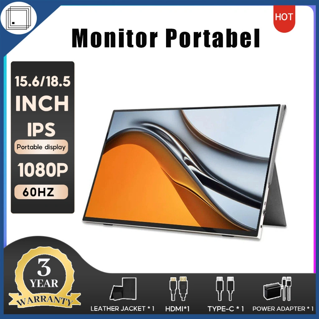 Portable Monitor for Laptop touch/Rantoper (Garansi 3 Tahun) 15.6 inci IPS Monitor Portabel LED MONITOR PORTABEL，HD 1920*1080，Built-in Dual Speaker，HDR1080p，USB-C/HDMI/TYPE-C，untuk Switch, XBOX, PS4 PS5, Ponsel, Laptop