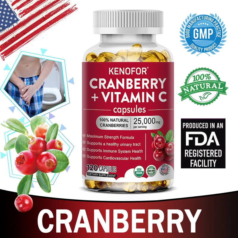 Cranberry Extract + Vitamin C Capsules, Supports urinary and immune health, supports kidney function