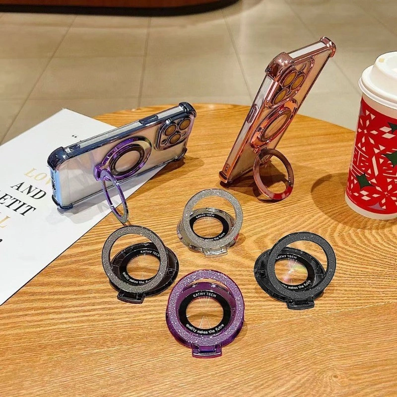 Mobile Phone Holder, Shiny Foldable Magic Ring Magnetic Mobile Phone Holder, Desktop Lazy Ring Mobile Phone Holder Gantungan Hp 