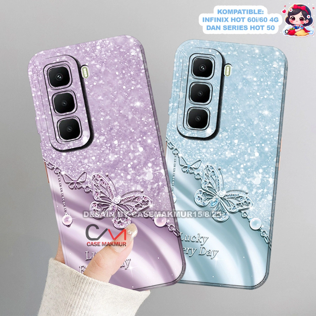 Softcase Infinix Hot 60i / 60 4g / 50 4g 5g / 50 Pro / 50 Pro Plus - Motif Butterfly Glitter Cute