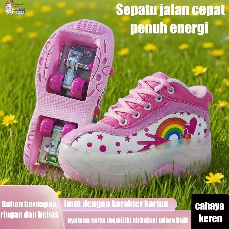 MATOUGUI Sepatu Roda LED Anak Perempuan 4 Roda - sepatu roda anak laki laki/sepatu roda dewasa