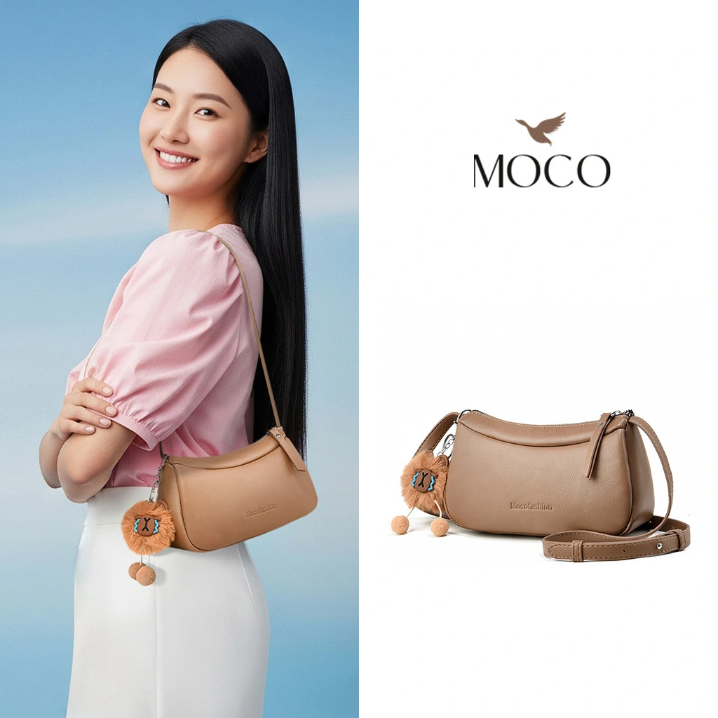 MOCO OFFICIAL - Faye Bag Fashion Tas Selempang Kulit Wanita Terbaru dengan Gantungan Cute Keychain Slingbag Resleting 6188