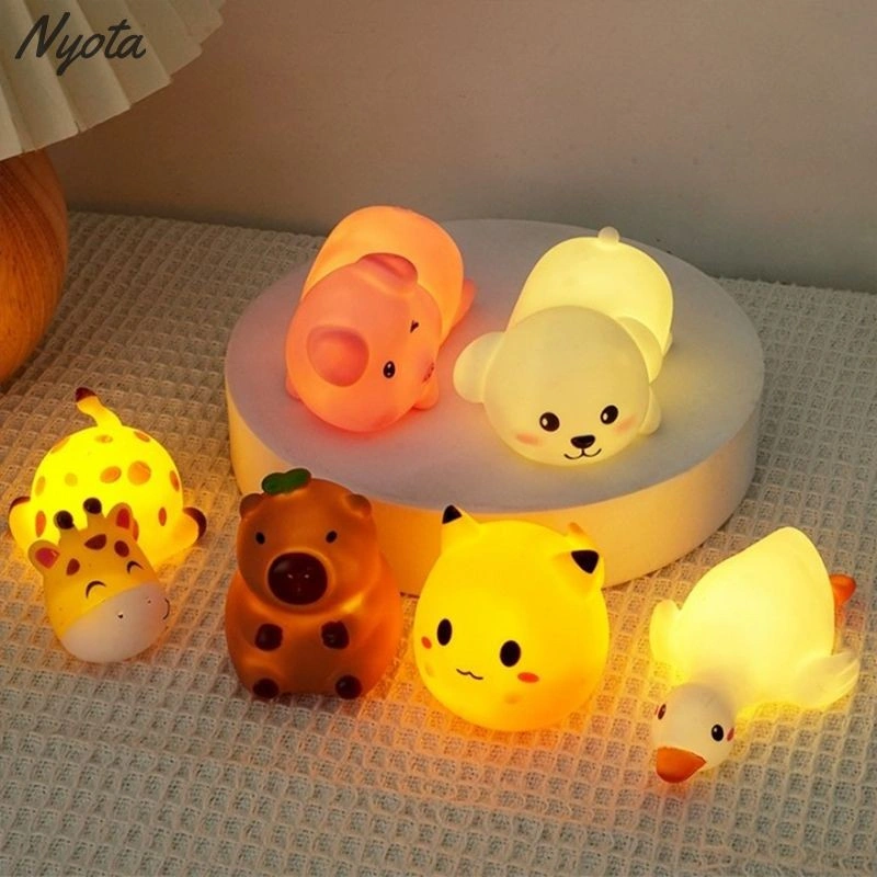 Lampu Tidur Kartun Hewan Yang Kirim baterai Lucu Kecil Lampu Malam Dekoratif Kamar Tidur Bayi Mainan Anak Perempuan Laki Hadiah Kelinci Beruang nyota