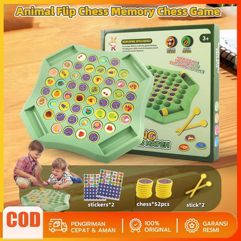 (COD) Mainan Puzzle Permainan Flip Anak Edukasi Papan Game Flip Chess Flip Memori Catur Ukuran Besar Permainan Papan Orang Tua Anak Puzzle Mainan Memori Otak Edukatif Sensorik Motorik Keluarga Toys