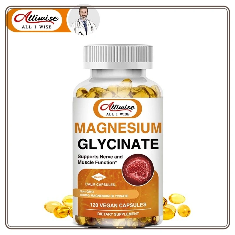 Alliwise Magnesium Glycinate Capsules 400mg Natural Sleep Support Bone Health Immunity Mood Support Heart Health and Muscle Recovery Mineral Supplement for Women and Mens 120pcs Kapsul Magnesium Glycinate 400mg Dukungan Tidur Alami Kesehatan Tulang