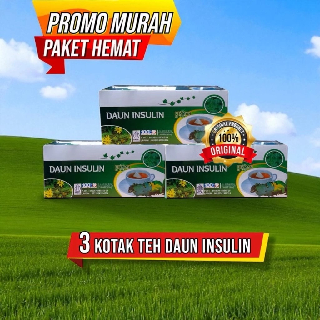 [PROMO PAKET 3 PCS] TEH CELUP DAUN INSULIN Teh herbal alami menurunkan diabetes/gula darah kolesterol cod
